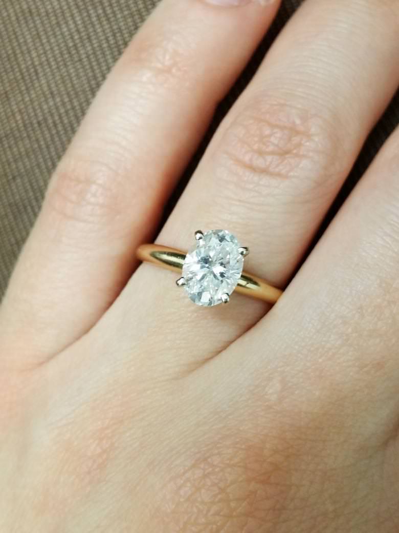 Real Diamond Engagement Ring 1.10 Carat E VS2 Oval Shape 14k Rose Gold