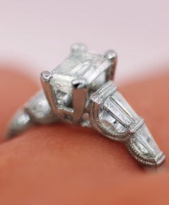 Unique Emerald cut Diamond Engagement Ring