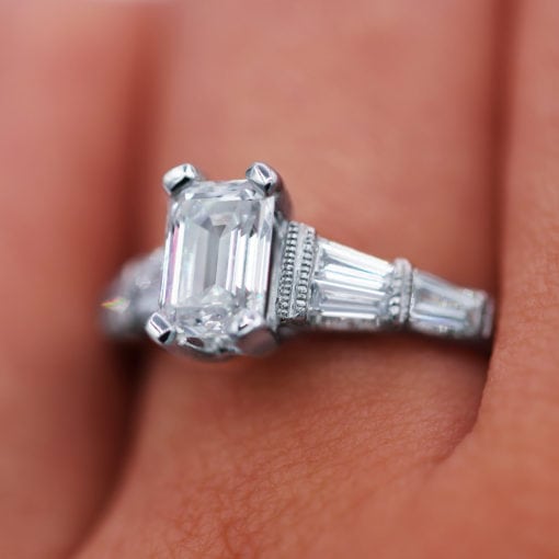 Unique Emerald cut Diamond Ring