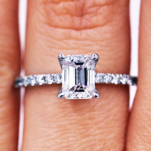 Classic 1.03 Ct Emerald Cut Diamond Engagement Ring