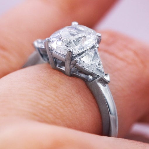 1.60 Ct Oval Three-Stone Diamond Engagement Ring