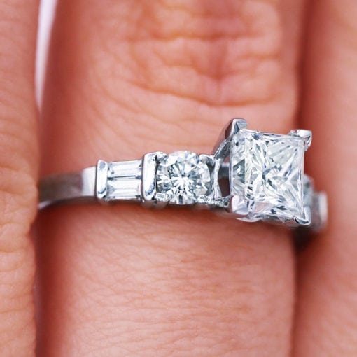 1.05 Carat Princess Cut Diamond Engagement Ring