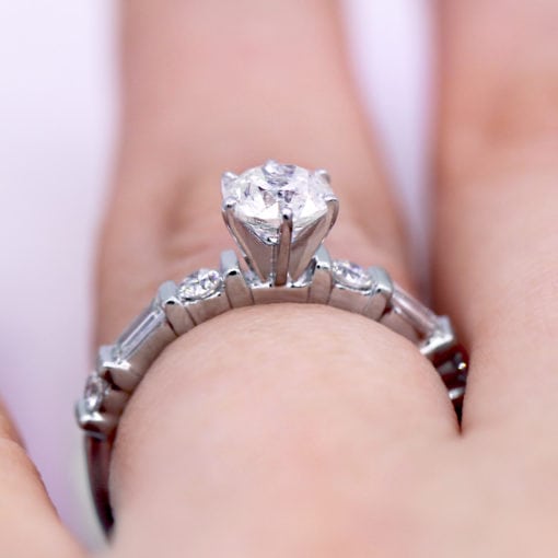 Classic Round and Baguette Diamond Ring