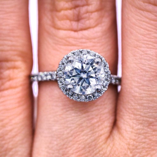 Stunning 2.02 Carat Round Halo Diamond Engagement Ring