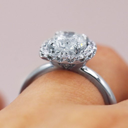 Stunning 1.71 Ct Round Halo Diamond Engagement Ring